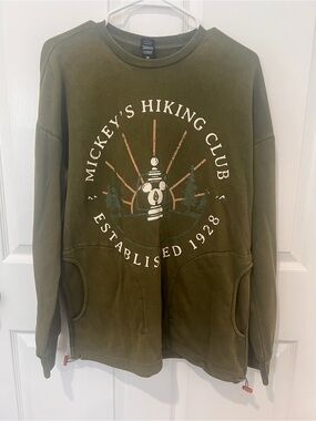 Disney Mickey's Hiking Club Olive Green Crewneck Sweatshirt